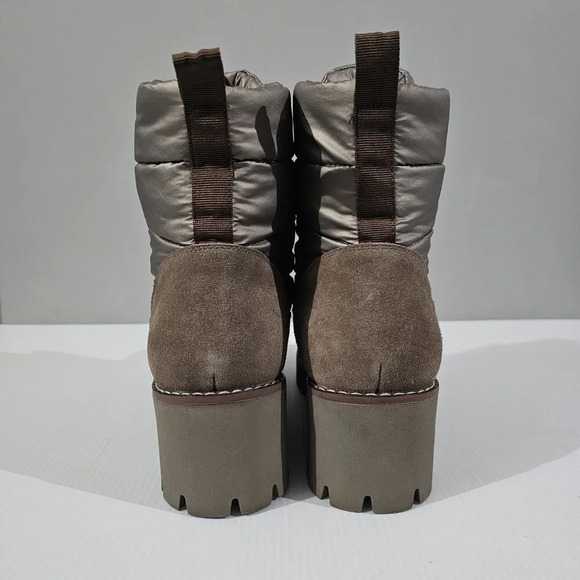 NEW Blondo Daylor Ankle Boot Sz 9.5 Taupe Nylon Suede Waterproof Lug Sole Puffy - Picture 7 of 15